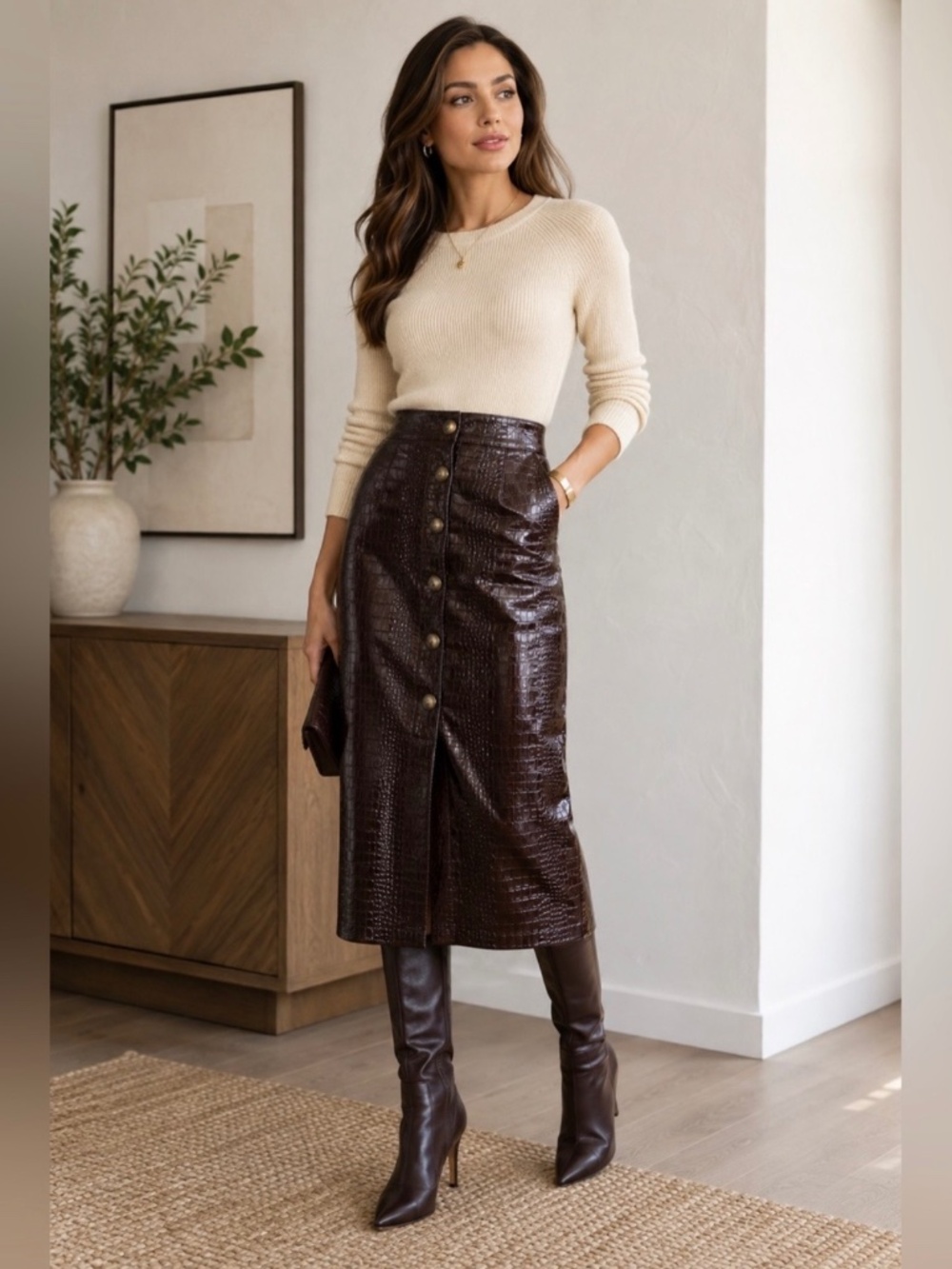 Rachel Comey X Target Faux Leather Midi Pencil Skirt 6